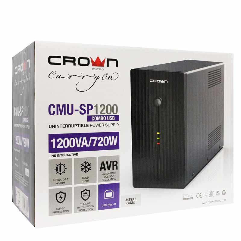 ДБЖ Crown MU-SP 1200 COMBO USB  | 1,2 кВа (Китай)  фото 1