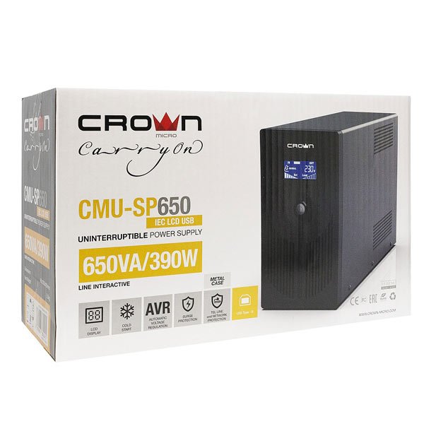 ИБП Crown CMU-SP650IEC USB | 0,39 кВт (Китай)  фото 1
