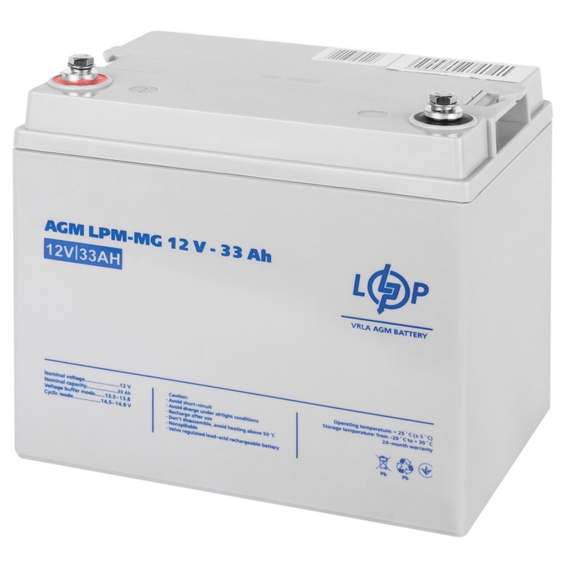Акумуляторна батарея LogicPower LPM-MG 12V - 33 Ah  3 394 грн Ціна 
